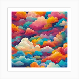 Colorful Clouds Natural Abstract Modern Art Art Print