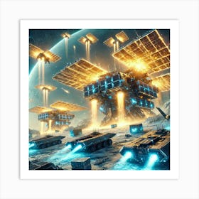 A Futuristic Sci Fi Depiction Of Sunfire Carriers Art Print