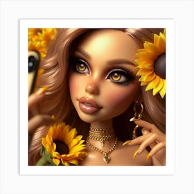 Sunflower Girl 2 Art Print