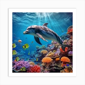 Dolphin In The Ocean 1 Art Print