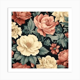 Vintage Floral Pattern Art Print