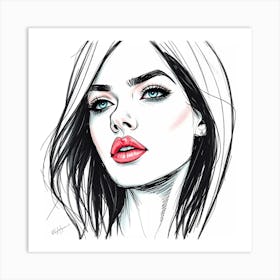 Illustration Of A Woman'S Face Art Print