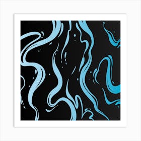 Liquid Black And Blue Marble Art Print
