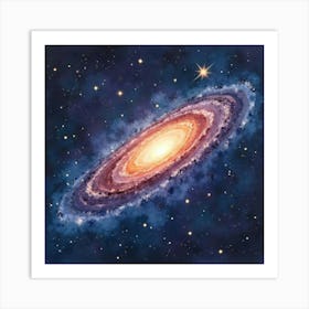 Elegant Watercolor Depiction Of A Far Off Galaxy 1 Art Print