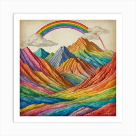 Rainbow Over Mountains Art Print