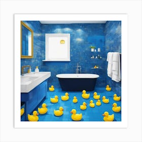 Bathroom With Rubber Ducks Art Print