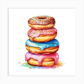 Stack Of Rainbow Donuts Art Print