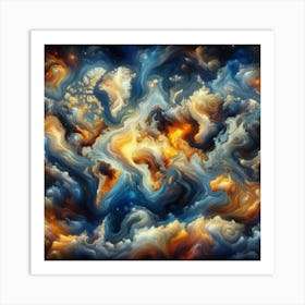 World Map In The Clouds Art Print