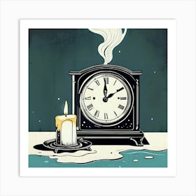 Clock And Candle Art Print