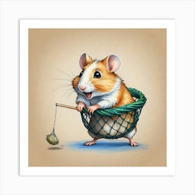 Hamster Fishing 8 Art Print