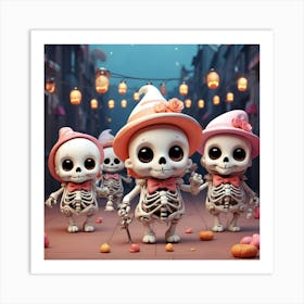 Halloween Skeletons 1 Art Print