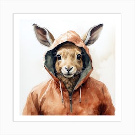 Watercolour Cartoon Chamois In A Hoodie 1 Art Print