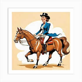 Equestrian Woman Riding Horse 1 Art Print