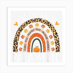 One Thankful Paramedic Thanksgiving Rainbow Paramedic Nurse Art Print