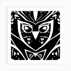 Abstract Owl Monotone Art Print