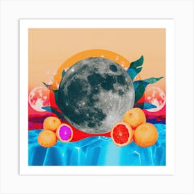 Citrus Sparkle Moon Collage Square Art Print