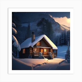 Cabin In The Snow 3 Art Print