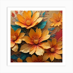 Flowers On A Wall 1 Art Print