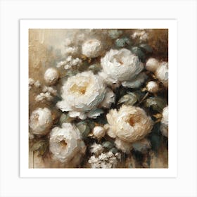 White Roses Art Print Art Print