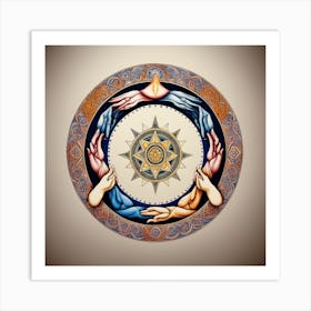 In A Circle Of Unity, Hands Hold Symbols Of Diverse Faiths 6 Art Print