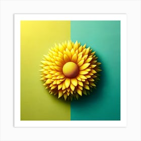 Sunflower On A fluorescent And Green Background Art Print