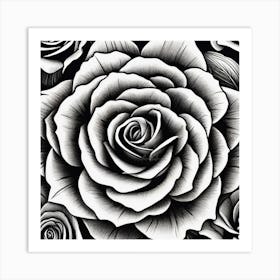 Black And White Roses 6 Art Print