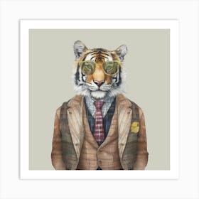 Watercolour Funky Tiger Art Print