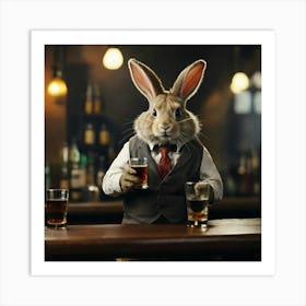 Rabbit At Bar 1 Art Print