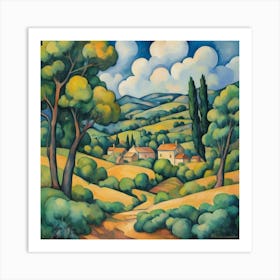 Pastoral Dreamscape Painting Inspired By Paul Cezanne 1 Art Print