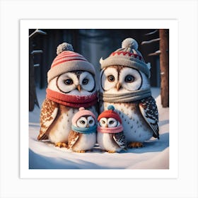 Owl Family Art Print