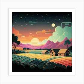 A simple and vibrant little land 13 Art Print