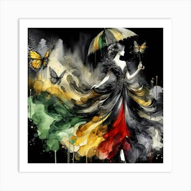 Lady With Umbrella Art Print