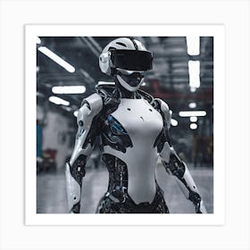 Robot Woman Standing In A Factory 1 Art Print