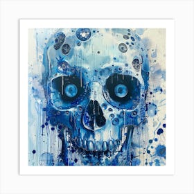 Blue Skull 6 Art Print