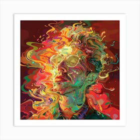 Man With A Colorful Head Art Print