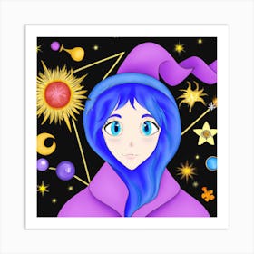 Girl With Blue Hair Art Print