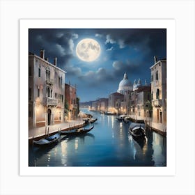 Venice At Night Art Print