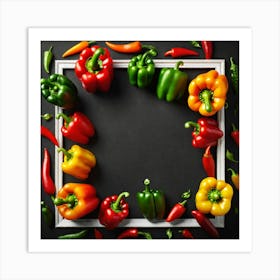 Colorful Peppers In A Frame 17 Art Print