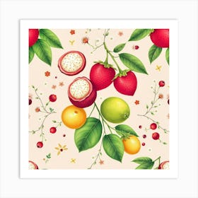 Seamless Pattern With Fruits Art Print