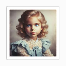 Vintage American Girl Portrait Historical Art Print