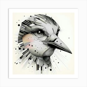 Creative Human Bird Head Drawing - Wild Bird Artwork 118 Art Print