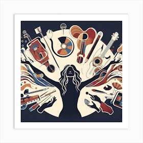 Harmonious Expression Art, and Music. Art Print