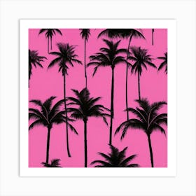 Palm Trees On A Pink Background 2 Art Print