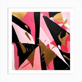 Pink And Black Abstract Painting Art Print