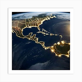 Earth At Night 15 Art Print