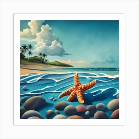 Starfish On The Beach Art Print