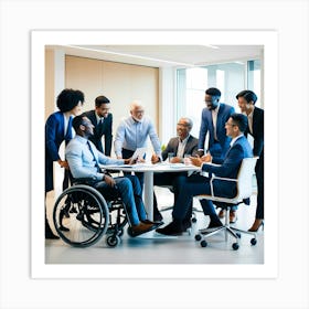 Group Of Business People In Wheelchairs Art Print