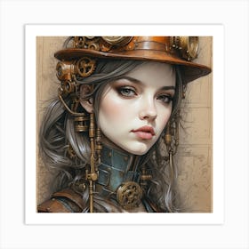 Steampunk Girl Art Print