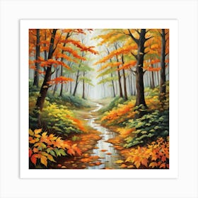 Forest In Autumn In Minimalist Style Square Composition 182 Art Print