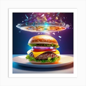 Hamburger Flying In Space Art Print